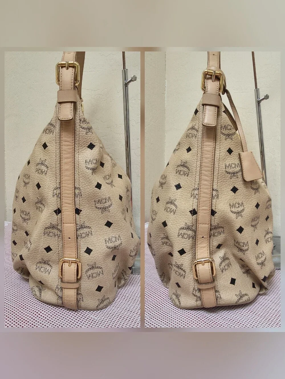 MCM Large Hobo Bag With Padlock And Keys And Authenticity Card